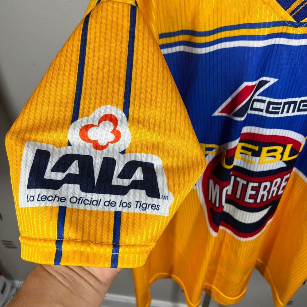 Vintage 1999 Tigres UANL Jersey Mens XL Yellow Blue Soccer Liga MX Shell Sport - Picture 4 of 7